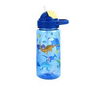 Queenshin Borraccia Bambini Con Cannuccia,Senza BPA,600ML Robusta Borraccia Blu Dinosauro Bambino Senza Perdite,Bocca Morbida in Silicone,Portatile Adatto Per La Scuola,Sport e i Viaggi