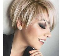QUEENTAS Parrucca Bionda Corta Parrucca Donna Corta Marrone Mista Bionda Parrucche Sintetiche Termoresistenti per Parrucca Halloween