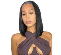 QUEENTAS Parrucca da donna con fascia da 35,6 cm, nera, a caschetto dritto, con fascia sintetica, lunghezza alle spalle, fascia in seta ghiacciata, facile da indossare e andare (nero)
