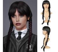 QUEENTAS Parrucca lunga da donna parrucca lunga parrucca nera parrucca cosplay donna parrucca capelli lunghi parrucca sintetica (nero)