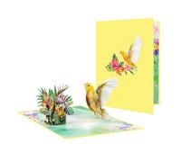 QUEENYARD Biglietto di auguri per la festa della mamma, con busta, per insegnante, mamma, nonna, anniversario, uccello, fiore, festa della mamma
