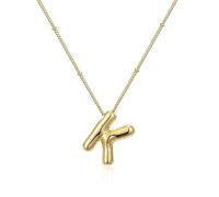 QUEENYARD Collana con ciondolo a forma di palloncino, collana con lettera liscia, regolabile, adatta per donne giovani alla moda e da regalare, 17.72inch(45cm), Metallo