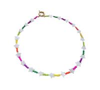 QUEENYARD Collana girocollo con conchiglie di perline, elegante collana girocollo a forma di cuore con stelle e conchiglie per donne e ragazze con intricata tessitura artigianale, 40cm/15.75inches