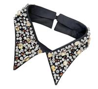 QUEENYARD Mezza camicia gioiello collare falso perline strass diffusione risvolto versatile arte collare scialle dolce scialle falso decorativo