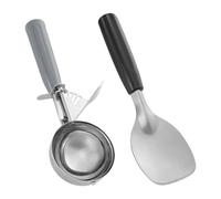 QUEENYARD Set di 2 cucchiaini professionali per gelato, per schiacciare la frutta, con manico, per anguria e frutta