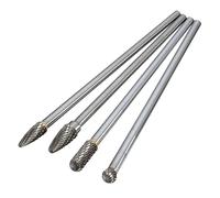 QUEENYARD Set di 4 frese rotanti in carburo di tungsteno, lunghe 14 cm, con gambo da 6 mm, adatte per utensili rotanti per trapano per la lavorazione del legno