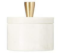 Queenza Saliera in marmo bianco con coperchio e pomello in ottone, 7,6 cm