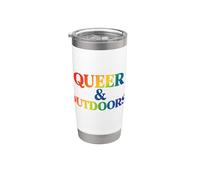 Queer Outdoorsy Arcobaleno Escursioni Campeggio Bicchiere termico in acciaio inox doppia parete