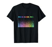 QUEER. PROUD. FREE. LGBTQ Design con arcobaleno e dichiarazione Maglietta
