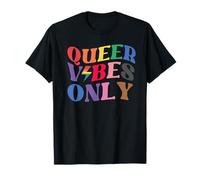 Queer Vibes Only Gay Pride Month LGBTQ Rainbow Pride Lesbian Maglietta