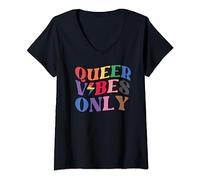 Queer Vibes Only Shirt,Queer Pride TShirt,Queer Vibes Only Maglietta con Collo a V
