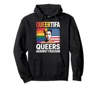 Queertifa Queers Contro Il fascismo resistere a nessun re Orgoglio LGBTQ Felpa con Cappuccio