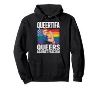 Queertifa Queers Contro Il fascismo resistere a nessun re Orgoglio LGBTQ Felpa con Cappuccio