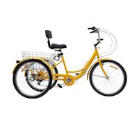Queeucaer 24 pollici triciclo adulto 7 marce bicicletta pieghevole adulto triciclo bici pieghevole + triciclo luce LED per anziani adulti donne regolabile in altezza nero