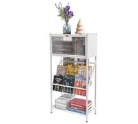 Queeucaer Libreria con ruote, per ufficio | Libreria moderna bianca con 4 ruote (2 con freno), scaffale in acciaio al carbonio con vernice bruciata, aperta