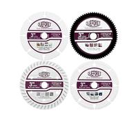 QUEFORET Dischi da Taglio 75mm 4 Pezzi - Disco in Carburo per Legno, Disco HSS per metallo, Disco Diamantato per Cemento, Disco Diamantato per Acciaio, con Albero da 10mm