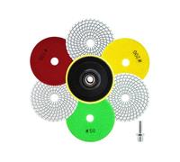 QUEFORET Dischi Diamantati per Lucidatura 8 Pezzi - 6 Pezzi 100mm Tamponi Lucidatura (Grana 50 x 2, 100 x 2, 200 x 2), Platorello a Strappo, Adattatore per Granito Marmo Quarzo Pietra a Umido