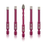 QUEFORET Punte Diamantate Gres Porcellanato 5 Pezzi - 4 Pezzi 6mm Punte Trapano, 1 Pezzo 6mm Punta in Carburo per Porcellana Piastrelle Ceramica Marmo Granito, Gambo Esagonale a Cambio Rapido