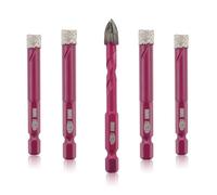QUEFORET Punte Diamantate Gres Porcellanato 5 Pezzi - 4 Pezzi 8mm Punte Trapano, 1 Pezzo 8mm Punta in Carburo per Porcellana Piastrelle Ceramica Marmo Granito, Gambo Esagonale a Cambio Rapido