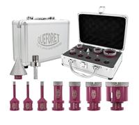 QUEFORET Punte Diamantate Gres Porcellanato 9 Pezzi - 7 Pezzi 6/6/8/20/25/35/50mm x M14 Punte Trapano, 1 Pezzo 35mm Punte Smusso, 1 Pezzo Adattatore per Porcellana Piastrelle Ceramica Marmo Granito