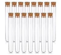 Quelcc 15 Pezzi Provette con Tappo in Sughero, Provette Plastica, Provette Trasparente, Provette Portaconfetti, per Esperimenti, DIY Artigianato, Dolciumi, Spezie, Fiori, Liquidi(16 * 150mm)