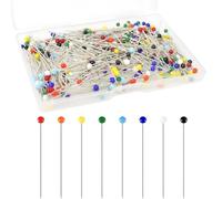 Quelcc Spilli da Sarta, 250 Pezzi Spilli da Sarta con Testa, 38mm Spille Dritti Spilli con Testa Colorata, Spilli Testa Vetro per Tessuto, Cucito Fai da Te, Sarta Artigianato