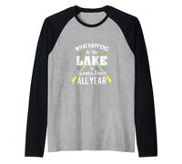 Quello Che Succede al Lago è Riso Tutto L'Anno Fun Lake Maglia con Maniche Raglan