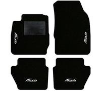 QUEMAR Kit Tappetini Auto compatibili con Ford Fiesta MkVI 6 serie 2008-2017/Set Tappeti Moquette e Gomma su Misura (2 Anteriori + 2 Poster.)/Ricami e Colori Personalizzati (4 Ricami, Bordo Nero)