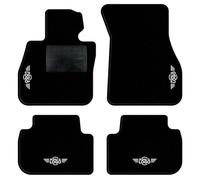 QUEMAR Kit Tappetini Auto compatibili con MINI Countryman F60 2017-2024 anche Hybrid/Set Tappeti Moquette e Gomma su Misura (2 Ant.+2 Post.)/Ricami e Colori Personalizzati (Bordo Nero, 4 Ricami)