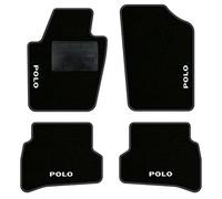 QUEMAR Kit Tappetini Auto compatibili con Polo V 2009-2017 (6R - 6C) / Set Tappeti Moquette e Gomma su Misura (2 Anteriori + 2 Posteriori) / Ricami e Colori Personalizzati (4 Ricami, Bordo Antracite)