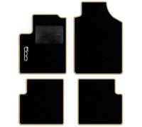 QUEMAR Tappetini Auto compatibili con 500 dal 2007 anche Hybrid/Kit Tappeti in Moquette e Gomma su Misura (Set 2 Anteriori + 2 Posteriori)/ Ricami e Colori Personalizzati (Bordo Beige, 1 Ricamo)
