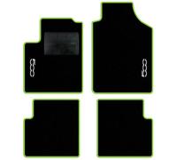 QUEMAR Tappetini Auto compatibili con 500 dal 2007 anche Hybrid/Kit Tappeti in Moquette e Gomma su Misura (Set 2 Anteriori + 2 Posteriori)/ Ricami e Colori Personalizzati (Bordo V.Acido, 2 Ricami)