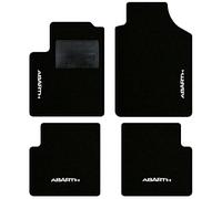 QUEMAR Tappetini Auto compatibili con 595 ABTH e 500 ABTH dal 2007/ Kit Tappeti Moquette e Gomma su Misura/Set 2 Anter.+ 2 Poster./Ricami e Colori Personalizzati (4 Ricami, Bordo Nero)