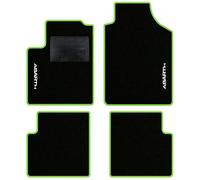 QUEMAR Tappetini Auto compatibili con 595 ABTH e 500 ABTH dal 2007/ Kit Tappeti Moquette e Gomma su Misura/Set 2 Anter.+ 2 Poster./Ricami e Colori Personalizzati (2 Ricami, Bordo V.Acido)