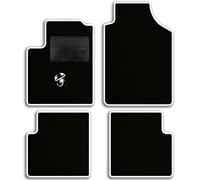 QUEMAR Tappetini Auto compatibili con 595 ABTH e 500 ABTH dal 2007/ Kit Tappeti Moquette e Gomma su Misura/Set 2 Anter.+ 2 Poster./Ricami e Colori Personalizzati (1 Logo, Bordo Bianco)
