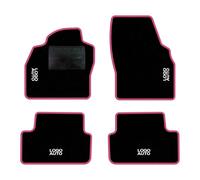 QUEMAR Tappetini Auto compatibili con Audi A1 GB dal 2018 / Kit Tappeti Moquette e Gomma su Misura (Set 2 Anteriori + 2 Posteriori) / Ricami e Colori Personalizzati (Bordo Rosa, 4 Ricami)