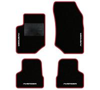 QUEMAR Tappetini Auto compatibili con Avenger anche Hybrid Electric dal 2023/ Kit Tappeti Moquette e Gomma su Misura (Set 2 Anter.+ 2 Post.)/ Ricami e Colori Personalizzati (Bordo Rosso, 4 Ricami)