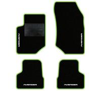 QUEMAR Tappetini Auto compatibili con Avenger anche Hybrid Electric dal 2023/ Kit Tappeti Moquette e Gomma su Misura (Set 2 Anter.+ 2 Post.)/ Ricami e Colori Personalizzati (Bordo V.Acido, 4 Ricami)