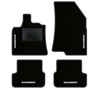 QUEMAR Tappetini Auto compatibili con Dacia Sandero e Stepway dal 2021/Kit Tappeti Moquette e Gomma su Misura (Set 2 Anteriori+2 Posteriori)/Ricami e Colori Personalizzati (4 Ricami, Bordo Antracite)