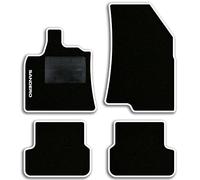 QUEMAR Tappetini Auto compatibili con Dacia Sandero e Stepway dal 2021/Kit Tappeti Moquette e Gomma su Misura (Set 2 Anteriori+2 Posteriori)/Ricami e Colori Personalizzati (1 Ricamo, Bordo Bianco)