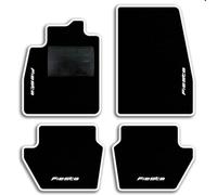QUEMAR Tappetini Auto compatibili con Ford Fiesta MkVII 7 anche Hibrid dal 2017/Kit Tappeti Moquette e Gomma su Misura (Set 2 Anter.+2 Post.)/Ricami e Colori Personalizzati (4 Ricami, Bordo Bianco)