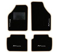 QUEMAR Tappetini Auto compatibili con Lancia Musa 2004-2012 / Kit Tappeti in Moquette e Gomma su Misura (Set 2 Anteriori + 2 Posteriori) / Ricami e Colori Personalizzati (4 Ricami, Bordo Beige)