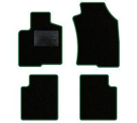 QUEMAR Tappetini Auto compatibili con Lancia Ypsilon 5 porte dal 2011 anche Hybrid/Kit Tappeti Moquette e Gomma su Misura (Set 2 Ant +2 Post)/Ricami e Colori Personalizzati (Bordo Verde, 0 Ricami)