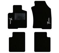 QUEMAR Tappetini Auto compatibili con Lancia Ypsilon 5 porte dal 2011 anche Hybrid/Kit Tappeti Moquette e Gomma su Misura (Set 2 Ant +2 Post)/Ricami e Colori Personalizzati (Bordo Nero, 2 Ricami)