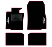 QUEMAR Tappetini Auto compatibili con MINI Countryman R60 Paceman R61 2010-2016/ Kit Tappeti Moquette e Gomma su Misura (Set 2 Ant.+2 Post.)/ Ricami e Colori Personalizzati (Bordo Rosa, 2 Ricami)