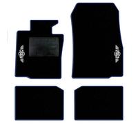QUEMAR Tappetini Auto compatibili con MINI Countryman R60 Paceman R61 2010-2016/ Kit Tappeti Moquette e Gomma su Misura (Set 2 Ant.+2 Post.)/ Ricami e Colori Personalizzati (Bordo Blu, 2 Ricami)