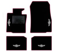 QUEMAR Tappetini Auto compatibili con MINI Countryman R60 Paceman R61 2010-2016/ Kit Tappeti Moquette e Gomma su Misura (Set 2 Ant.+2 Post.)/ Ricami e Colori Personalizzati (Bordo Rosa, 4 Ricami)