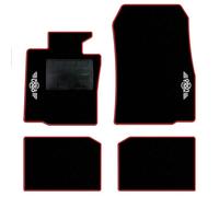 QUEMAR Tappetini Auto compatibili con MINI Countryman R60 Paceman R61 2010-2016/ Kit Tappeti Moquette e Gomma su Misura (Set 2 Ant.+2 Post.)/ Ricami e Colori Personalizzati (Bordo Rosso, 2 Ricami)
