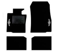 QUEMAR Tappetini Auto compatibili con MINI Countryman R60 Paceman R61 2010-2016/ Kit Tappeti Moquette e Gomma su Misura (Set 2 Ant.+2 Post.)/ Ricami e Colori Personalizzati (Bordo Bianco, 2 Ricami)