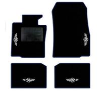 QUEMAR Tappetini Auto compatibili con MINI Countryman R60 Paceman R61 2010-2016/ Kit Tappeti Moquette e Gomma su Misura (Set 2 Ant.+2 Post.)/ Ricami e Colori Personalizzati (Bordo Blu, 4 Ricami)